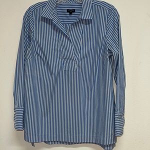 Poplin tunic blue and white striped blouse